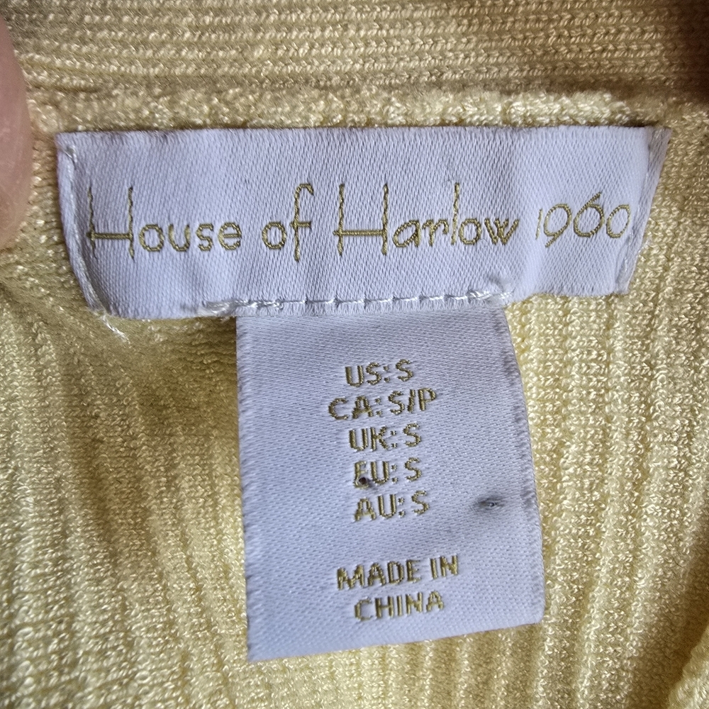 House of Harlow 1960 Pale Yellow Ribbed Cross-Strap Crop Top Size Small - Picture 9 of 10